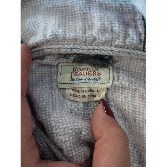 Boston Traders Womens Blue and Purple Plaid Button Down Shirt Jacket Hooded Shac - Picture 4 of 12